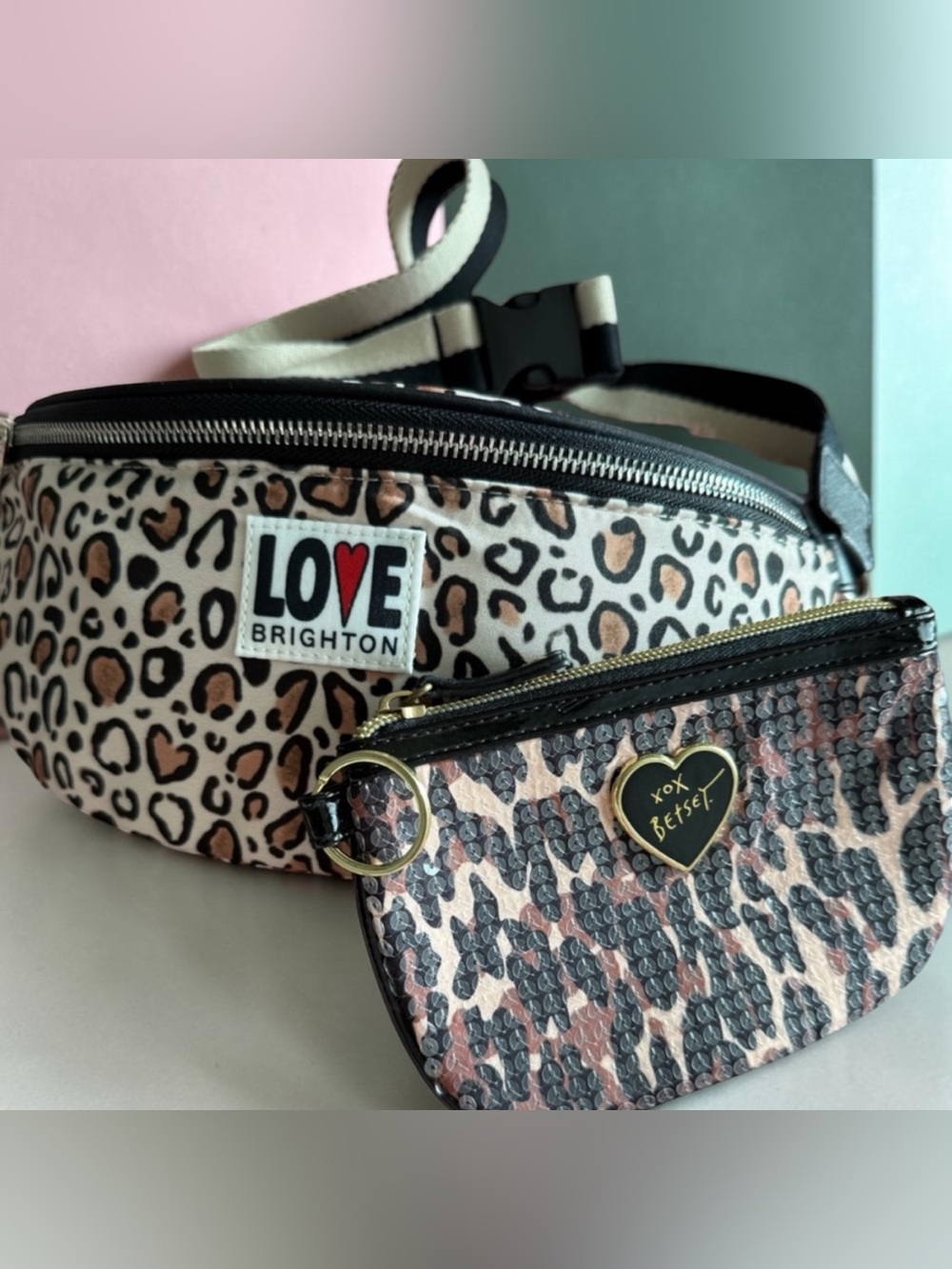 Brighton & BETSEY ANIMAL print bag & Betsey Johnson pouch TWO FER NWOT - Picture 4 of 11